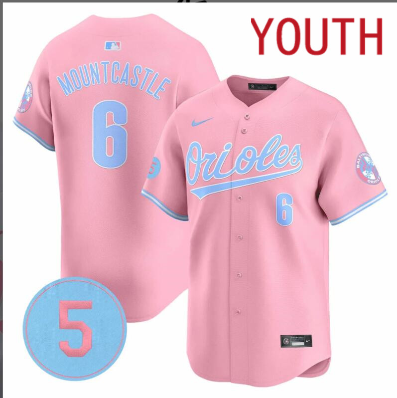 Youth  Baltimore Orioles  #6 Mountcastle pink 2024 Nike MLB jersey->customized nfl jersey->Custom Jersey